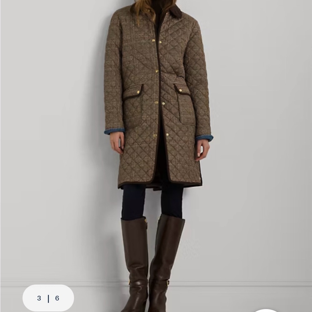 NWT Ralph Lauren Glen Plaid Quilted Jacket Houndstooth Print